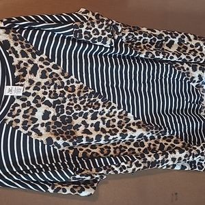 Sew in Love top XL Leppard and black & white pin stripes